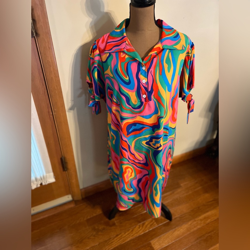 SHEIN Colorful Abstract Women's DRESS, Size 1XL